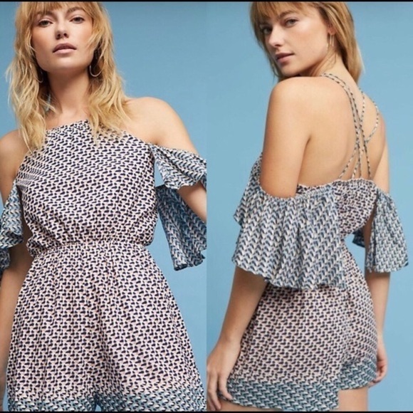 Anthropologie Elevenses Madelenna Off Shoulder Romper - Picture 1 of 6